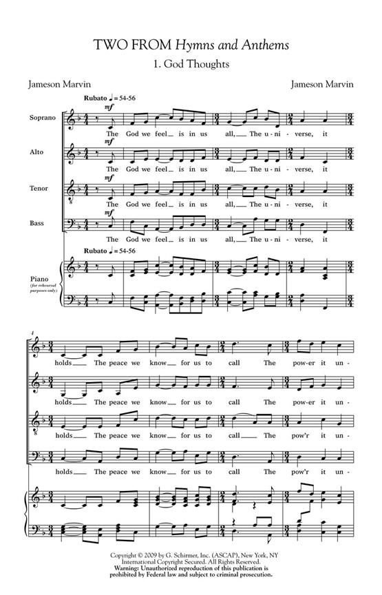 Two from Hymns and Anthems - Jameson Marvin Choral Series noty pro sbor SATB a Cappella