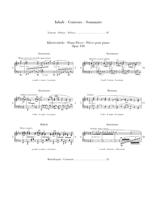 Piano Pieces Op. 118, Nos. 1- 6 - Piano Pieces op. 118 no. 1-6