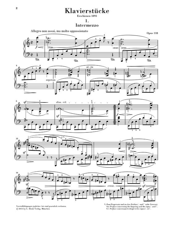 Piano Pieces Op. 118, Nos. 1- 6 - Piano Pieces op. 118 no. 1-6