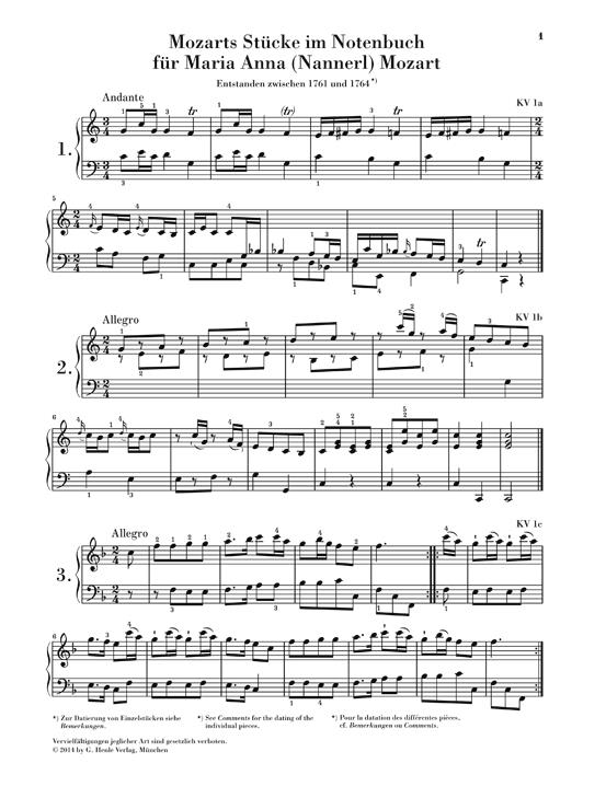 Piano Pieces From The 'Nannerl Music Book' - Piano Pieces from the Nannerl Music Book