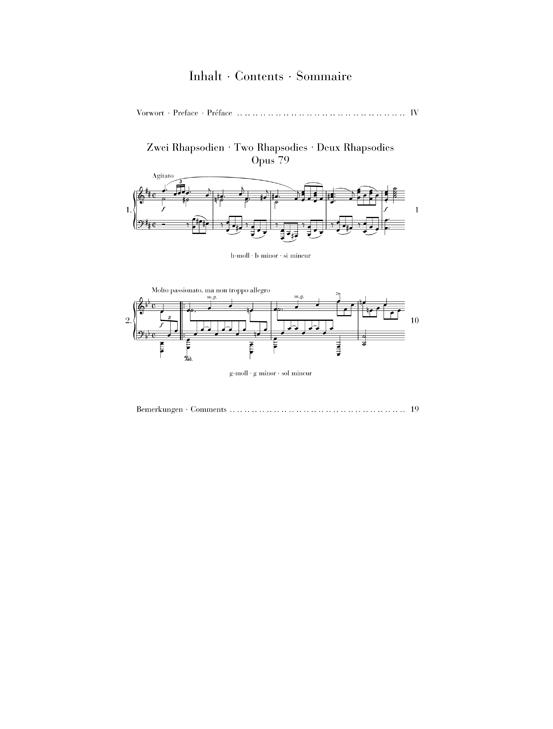 Two Rhapsodies Op 79 Piano Urtext - Revised edition of HN 119