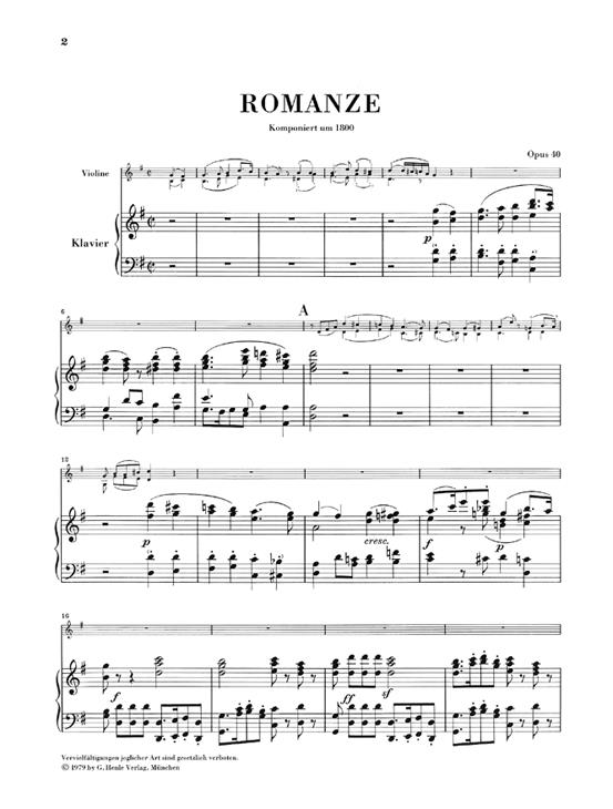 Romances For Violin And Orchestra Op.40 And 50