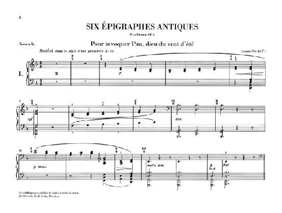 Six Epigraphes Antiques - Piano Duet - piano duet