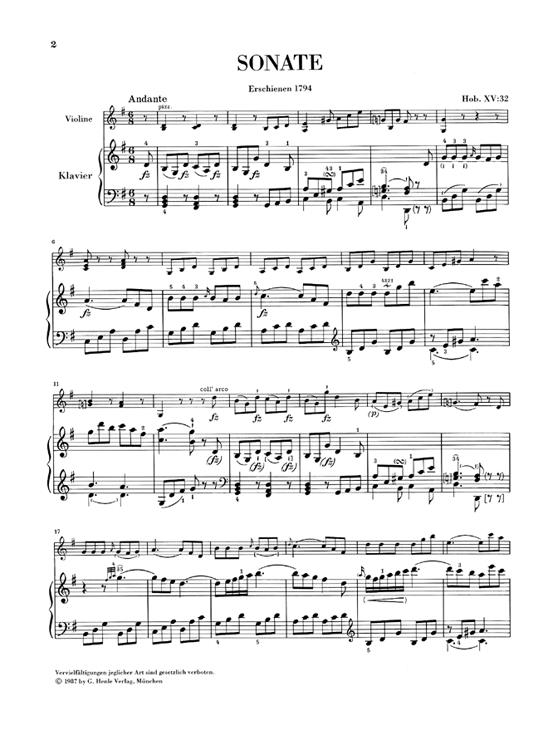 Sonata For Piano And Violin In G - housle a klavír