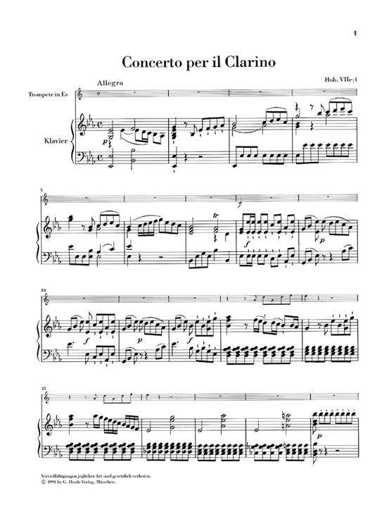 Concerto for Trumpet and Orchestra E flat major - mit Stimmen für Trompete in Es und B/ with parts for trumpet in E flat and B flat - trubka a klavír