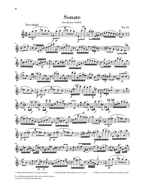 Sonate a-moll Wq 132 für Flöte solo - Sonata in a minor Wq 132 for Flute Solo - na příčnou flétnu