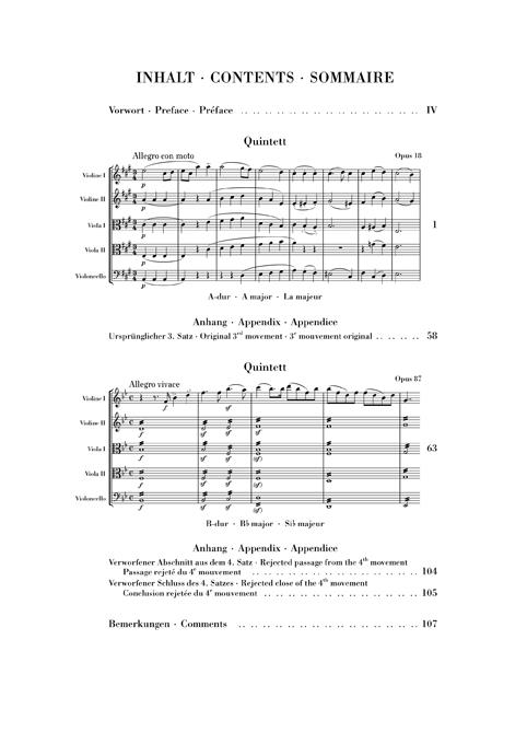 Streichquintette op. 18 und 87 - String Quintets op. 18 and 87