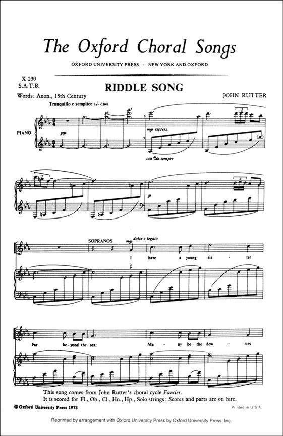 Riddle Song - I have a young sister - pro sbor SATB a klavír