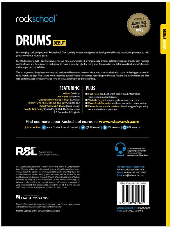 Rockschool Drums Debut 2018+ - noty pro bicí soupravu