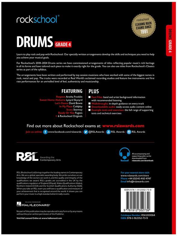 Rockschool Drums Grade 4 2018+ - noty pro bicí soupravu